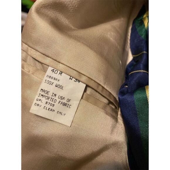 Nautica Men's Beige Houndstooth Blazer Size 40 Formal Mid-Length - Picture 7 of 9